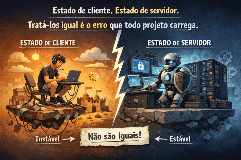 Estado de Cliente e Servidor: Use Zustand e TanStack Query